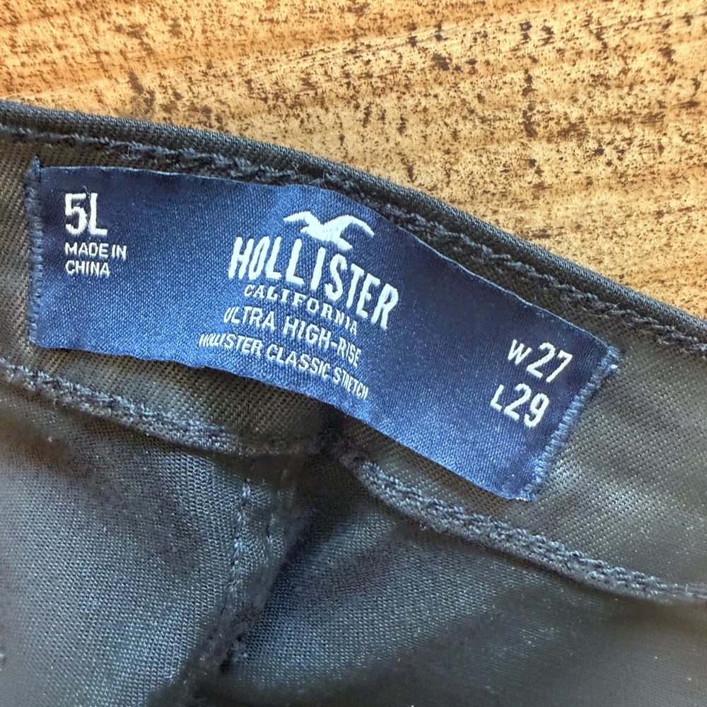Faux leather straight leg jeans